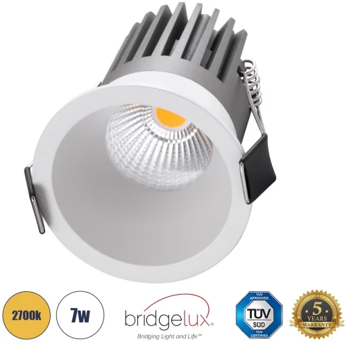 GloboStar MICRO-B 60243 Χωνευτό LED Spot Downlight Φ6cm 7W 38° Στρογγυλό, Λευκό - Θερμό 2700K