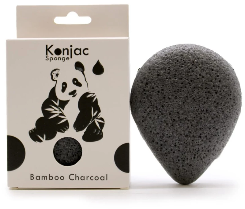 Φυτικό Σφουγγάρι Προσώπου Konjac Face Sponge Bamboo Charcoal Teardrop