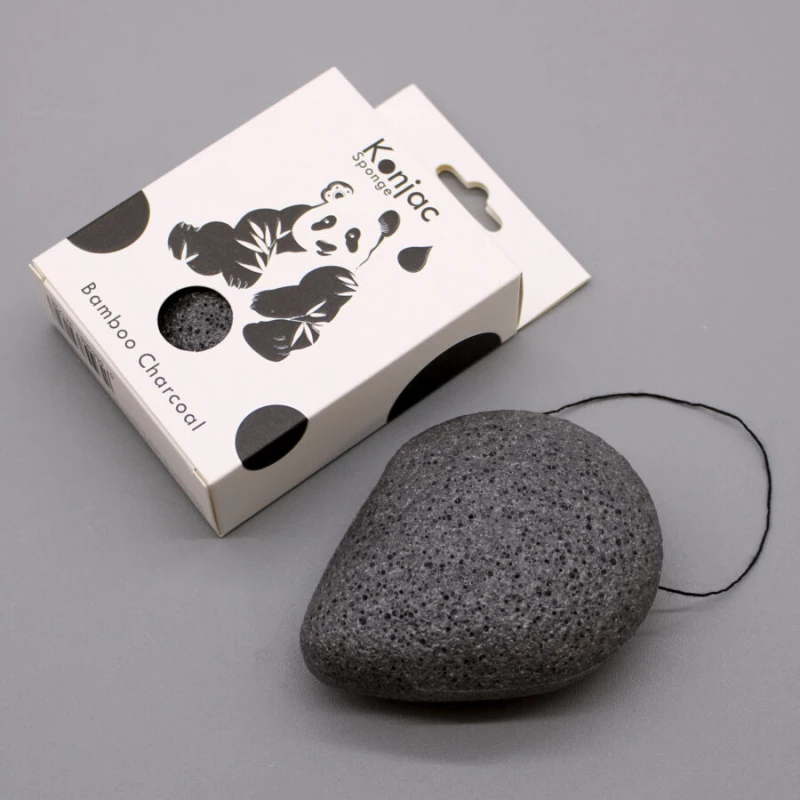 Φυτικό Σφουγγάρι Προσώπου Konjac Face Sponge Bamboo Charcoal Teardrop