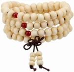 Χειροποίητο Mala Διαλογισμού από Χάντρες Cream Sandalwood 8mm
