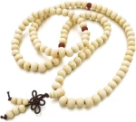 Χειροποίητο Mala Διαλογισμού από Χάντρες Cream Sandalwood 8mm
