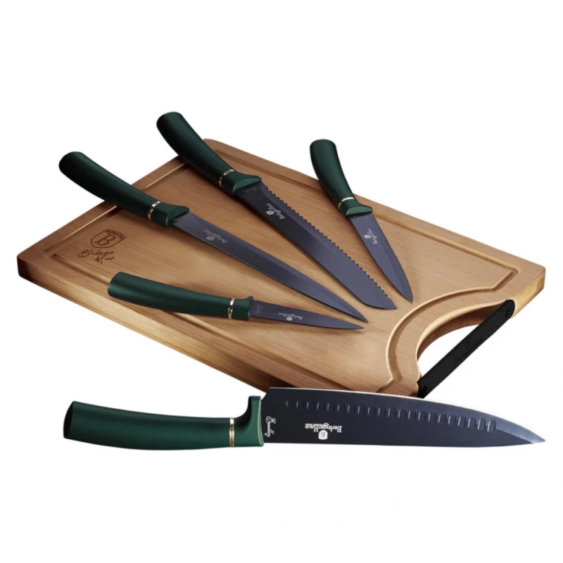 Μαχαίρια Berlinger Haus Σετ 6 τμχ Με Βάση Κοπής Emerald Collection BH-2551A