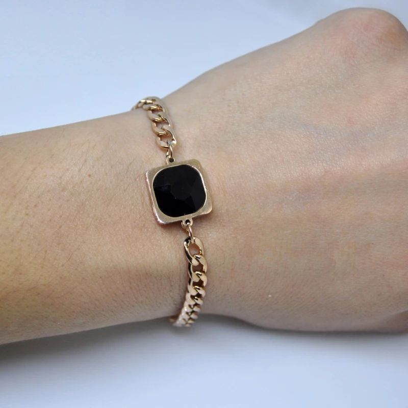 Βραχιόλι Ατσάλι Με Σχέδιο Rose Gold 58967-60 Μαύρο