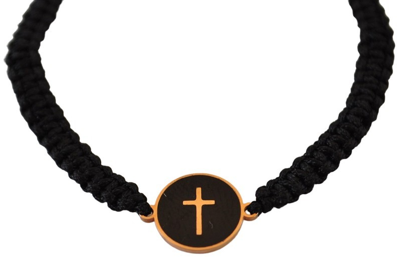 Βραχιόλι Μακραμέ Με Σχέδιο Σταυρό 58966-102 Μαύρο Μαύρο