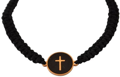 Βραχιόλι Μακραμέ Με Σχέδιο Σταυρό 58966-102 Μαύρο Μαύρο
