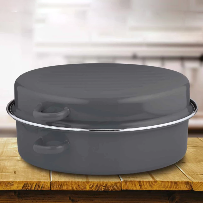 Γάστρα εμαγιέ 38x27cm Melia Roasty grey ROASTY/G