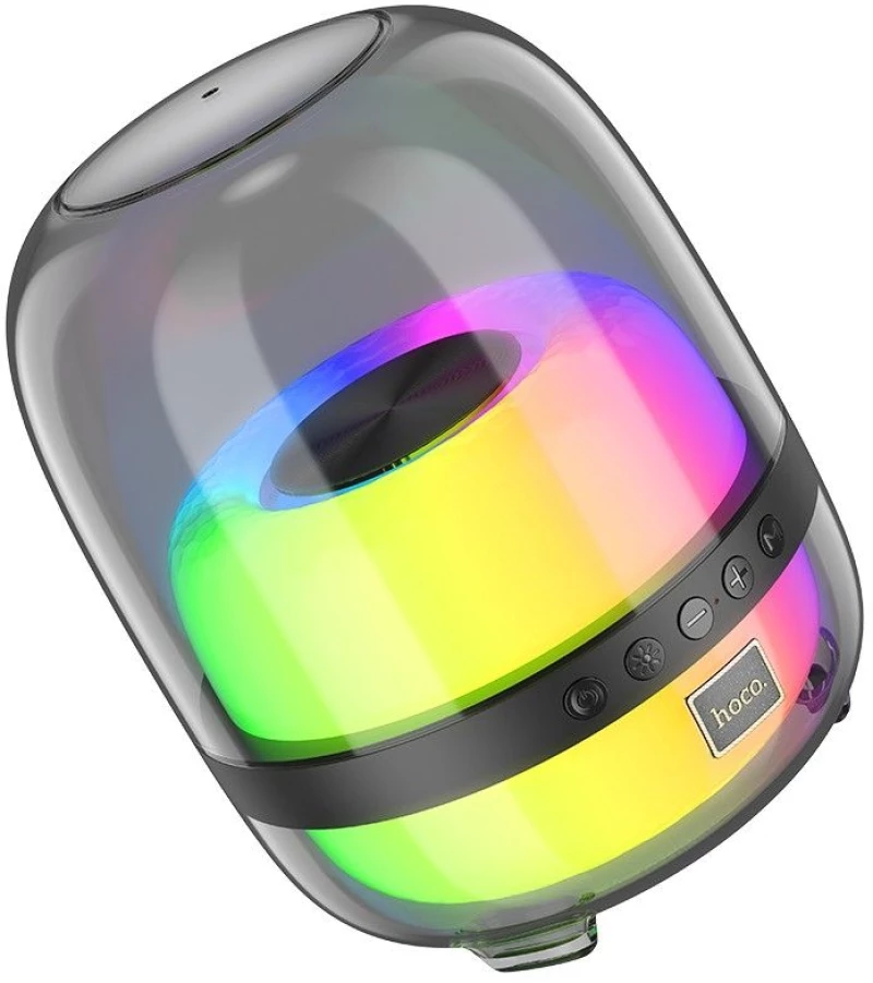 Φορητό Ηχείο Wireless Hoco BS58 Crystal BT 5.1 1800mAh 10W με USB & Micro SD 360° LED Φωτισμό Μαύρο