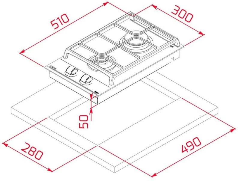 Εστία Υγραερίου Teka GZC32300XBA 3800W (30 CM)