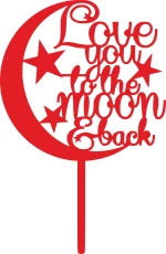 Cake Topper Moon ΚΟΚΚΙΝΟ