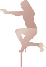 Cake Topper Woman with gun ROZE GOLD ΚΑΘΡΕΠΤΗΣ