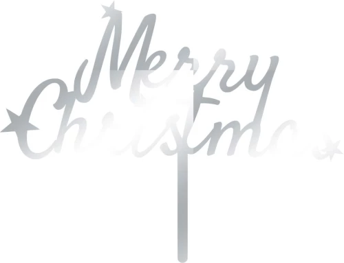 Cake Topper Merry Christmas 2 ΑΣΗΜΙ ΚΑΘΡΕΠΤΗΣ
