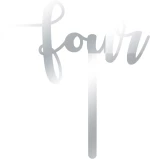 Cake Topper Four ΑΣΗΜΙ ΚΑΘΡΕΠΤΗΣ