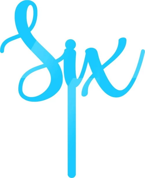 Cake Topper Six ΓΑΛΑΖΙΟ ΚΑΘΡΕΠΤΗΣ