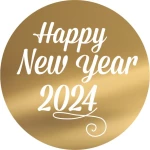 Disc Topper Happy new year 2024 12 τμχ ROZE GOLD ΚΑΘΡΕΠΤΗΣ