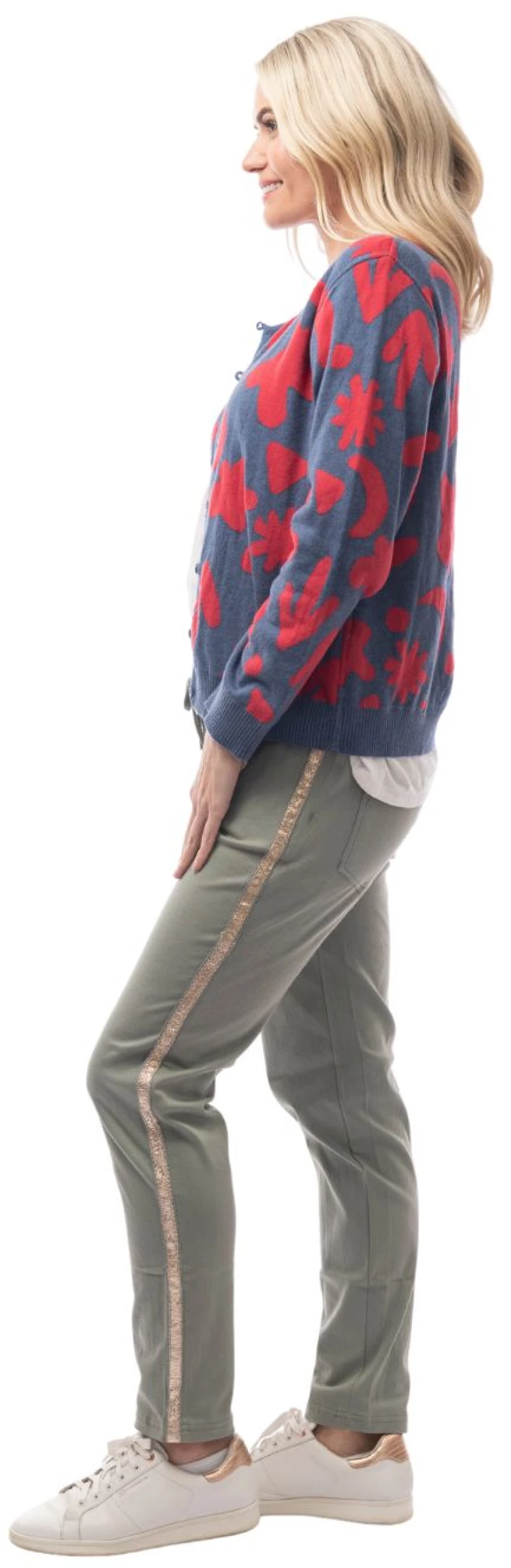 Ζακέτα Γυναικεία Πλεκτή Orientique 1224 Red/Denim