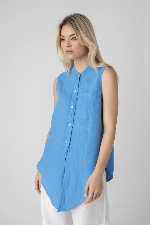 Πουκάμισο Γυναικείο Αμάνικο Baby Blue