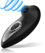 BLACK & SILVER - DRAKE DELUXE SUCKING VIBE SILICONE RECHARGEABLE BLACK