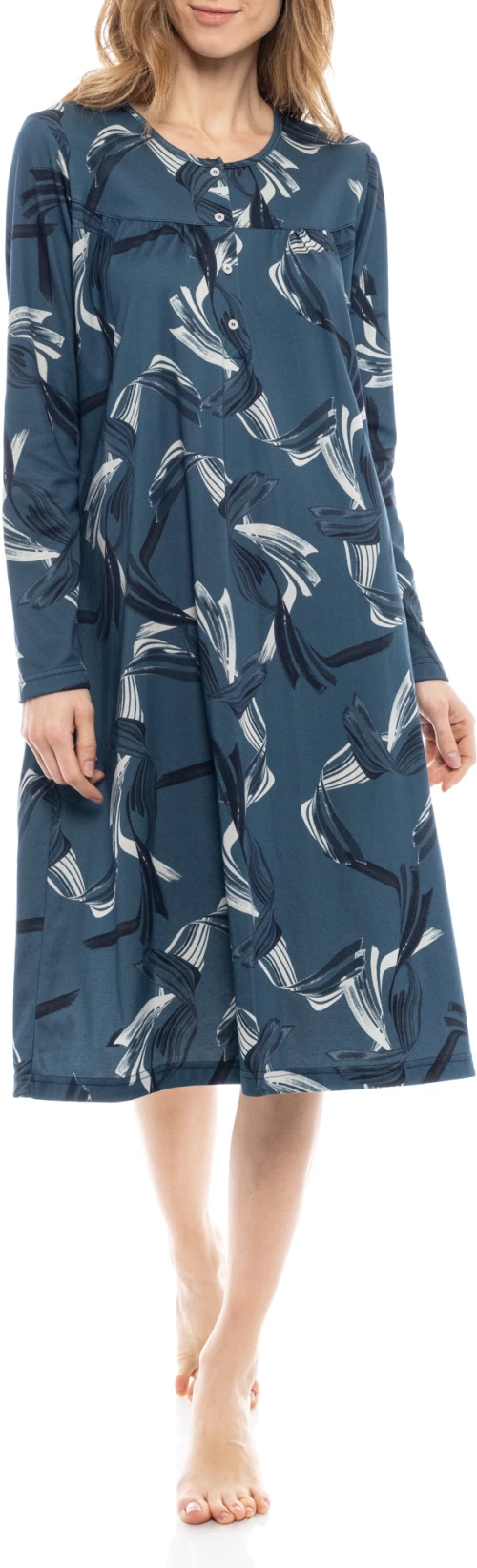 Γυναικείο Νυχτικό Pink Label - Μπλε εμπριμέ - Plus size