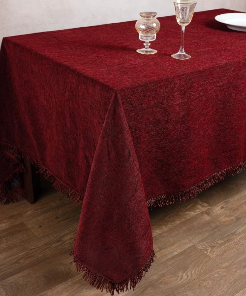 Σενίλ τραπεζομάντηλο 055 (200cm x 240cm) μπορντώ Silk Fashion