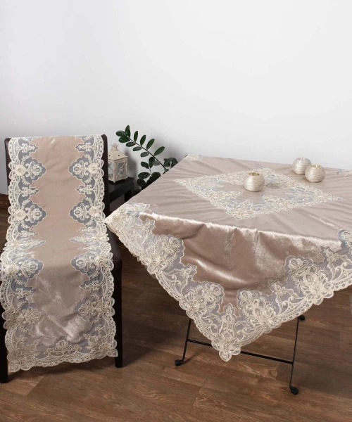 Διακοσμητικά πετσετάκια (1 τεμάχιο) (50cm X 50cm)  YL169-14B μπεζ Silk Fashion