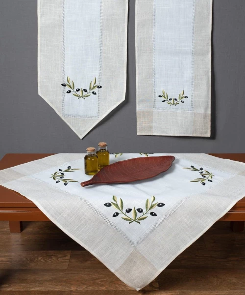 Τραβέρσα bg23a (45cm x 220cm) ivory με μαύρη ελιά Silk Fashion