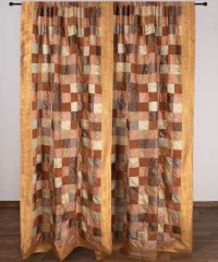 Κουρτίνα 6379 (150cm x 275cm) με τούνελ χρυσή Silk Fashion