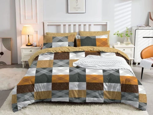 Σετ Σεντόνια Πολύχρωμο Καρό Εμπριμέ 100% Βαμβακερά Γαρύφαλλο - 220x260, Χωρίς Λάστιχο