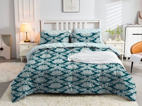 Σετ Σεντόνια Κυπαρισσί Damask Εμπριμέ 100% Βαμβακερά Γαρύφαλλο - 240x260, Με Λάστιχο 180x200+30