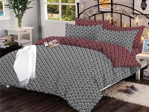 Σετ Σεντόνια Γκρι Dizzy Εμπριμέ 100% Βαμβακερά Γαρύφαλλο - 240x260, Χωρίς Λάστιχο