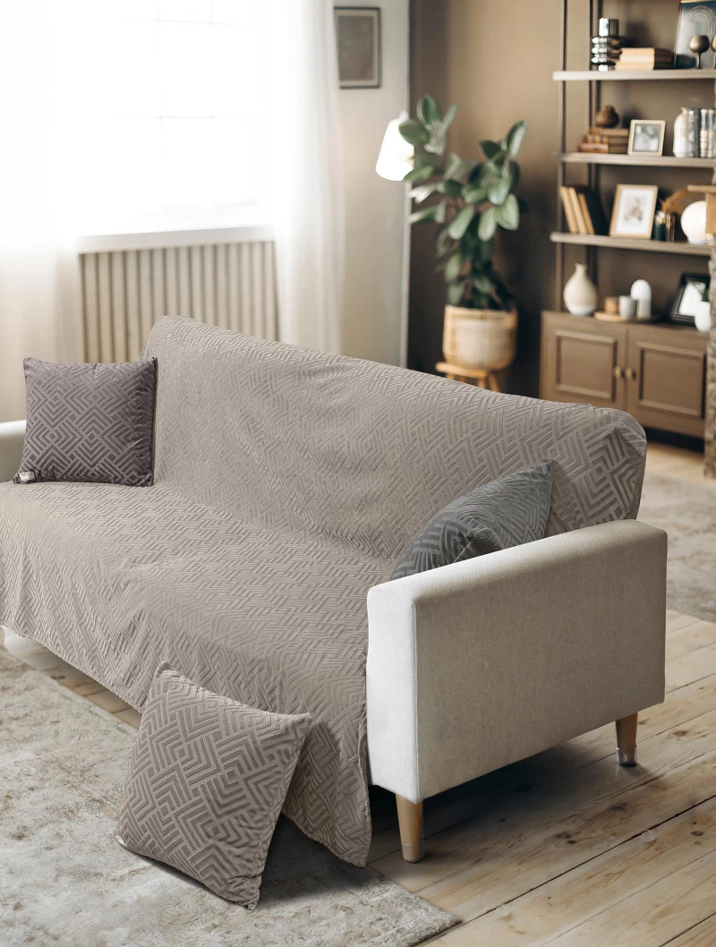 Ριχτάρι LAVIR BEIGE Πολυθρόνας PET Μπεζ Ριχτάρι πολύθρονας: 180x180 εκ.