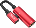 Hoco LS19 Adapter Type-C to 3.5 mm 2 in 1 audio converter, Red