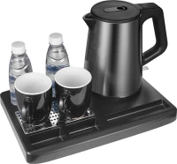LIFE WELCOME GRAPHITE HOTEL TRAY WITH 1L  WATER KETTLE 1000-1360W AND 2 CERAMIC CUPS