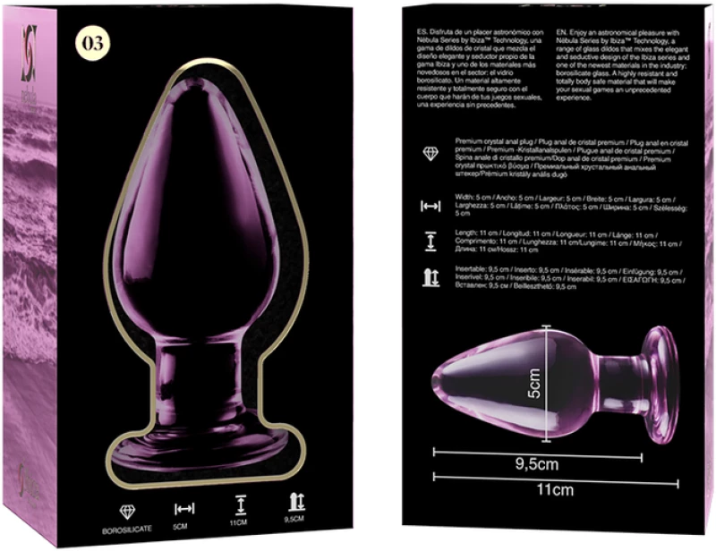NEBULA SERIES BY IBIZA' - MODEL 3 ANAL PLUG BOROSILICATE GLASS 11 X 5 CM PINK