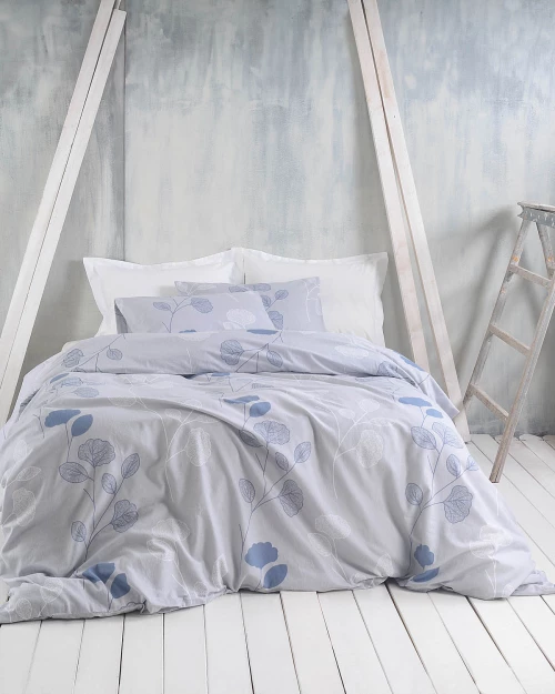 MORIN ΓΚΡΙ ΜΠΛΕ - ΣΕΤ ΣΕΝΤΟΝΙΑ ΦΑΝΕΛΕΝΙΑ ΥΠΕΡΔΙΠΛΟ ΜΕ ΛΑΣΤΙΧΟ (230X260, 165X205+25)