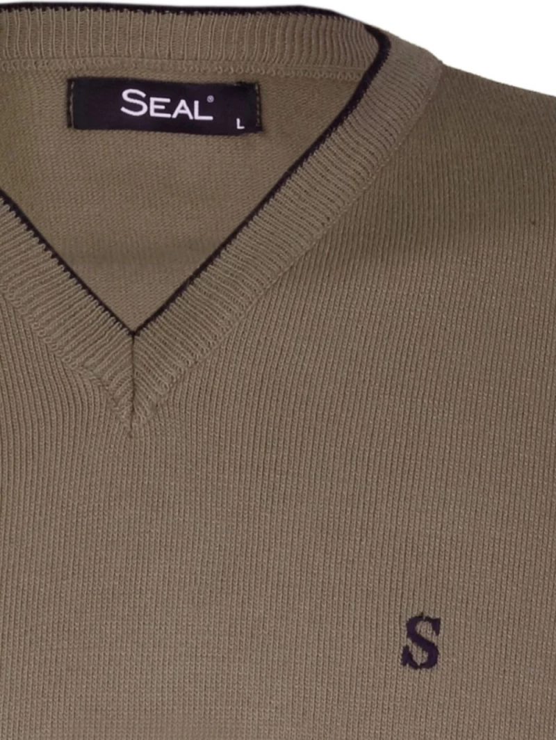 SEAL Ανδρική λεπτή μακρυμάνικη πλεκτή μπλούζα V