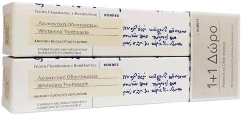 ΚΟΡΡΕΣ Korres Λευκαντική Οδοντόκρεμα ΚΟΡΡΕΣ με Γλυκάνισο και Ευκάλυπτο 2 Τεμάχια
