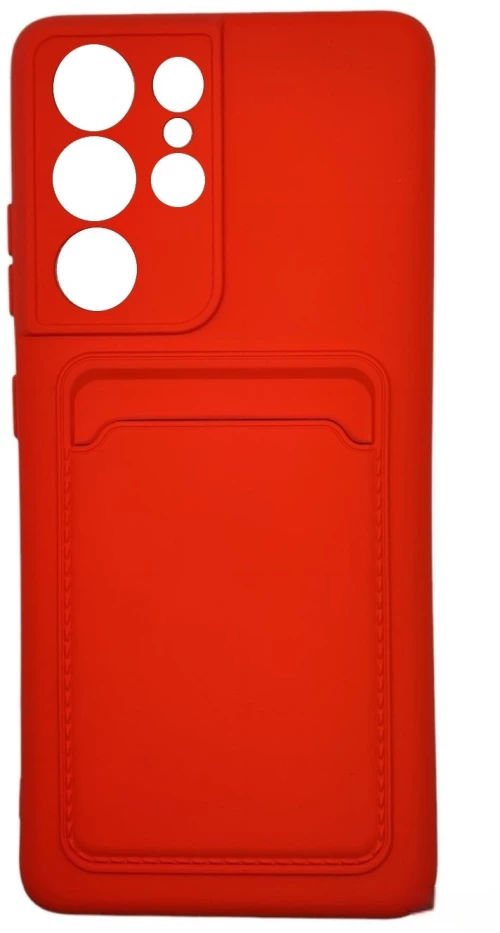 Θήκη κάρτας Θήκη πορτοφολιού σιλικόνης με έγγραφα υποδοχής κάρτας για Samsung Galaxy S21 Ultra 5G Red
