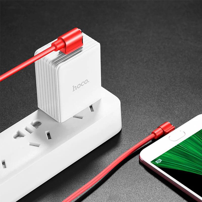 HOCO U37 Καλώδιο MicroUSB 1.2m με γωνιακά βύσματα, κόκκινο