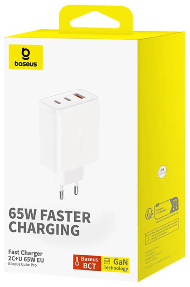 Baseus Wall charger Baseus OS-Cube Pro 2xUSB-C + USB, 65W (white) 054592 6932172641481 P10152301213-00