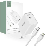 Wall Charger 2x USB-C PD 35W + Cable USB-C - Lightning white