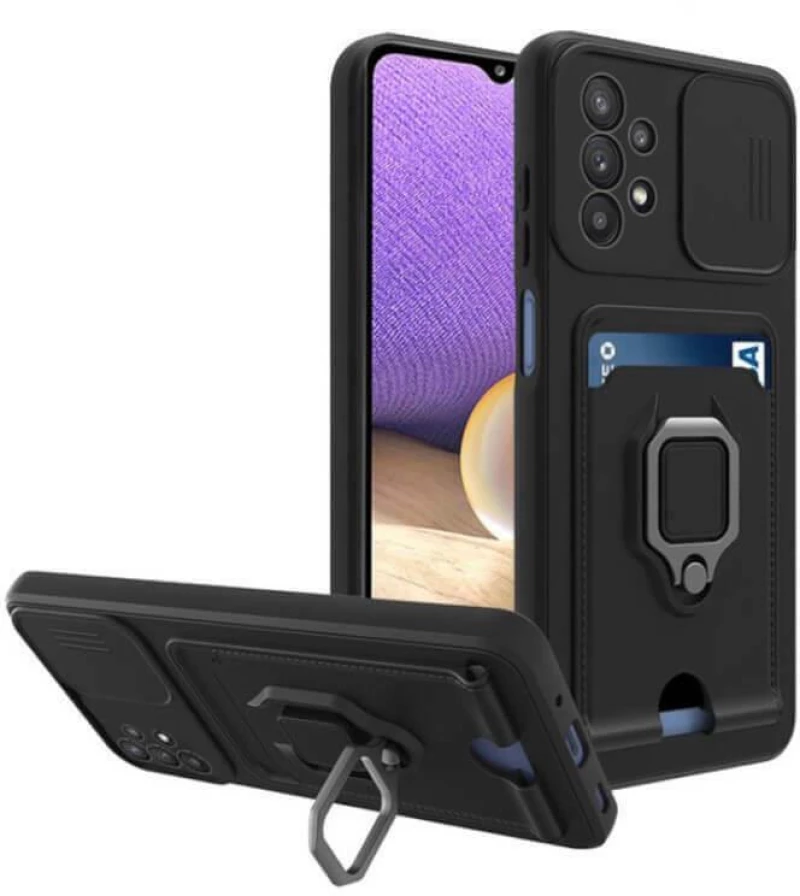 (Samsung Galaxy A13 4G) Bodycell Back Cover Multifunction Πλαστικό με Λουράκι Μαύρο