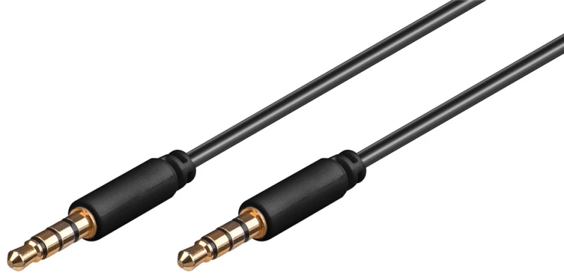 GOOBAY καλωδίου ήχου 3.5mm 63826, 4-pin, slim, CU, 1m, μαύρο