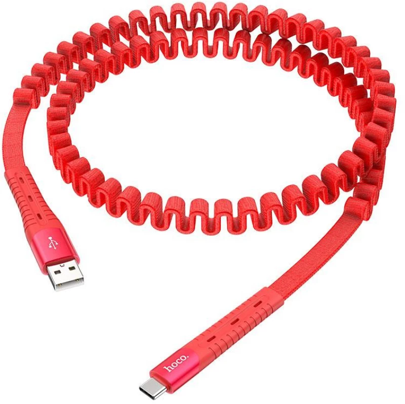 HOCO U78 Cotton Treasure Elastic Καλώδιο Φόρτισης USB-C 1.2m, Κόκκινο