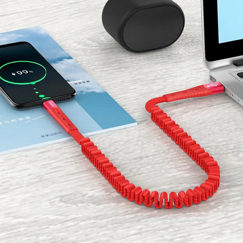HOCO U78 Cotton Treasure Elastic Καλώδιο Φόρτισης USB-C 1.2m, Κόκκινο