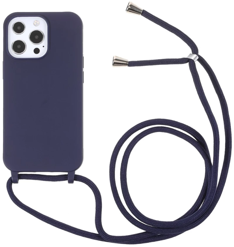 Θήκη Σιλικόνης Με Κορδόνι Για Το Λαιμό Soft Silicone Για iPhone 13 Pro - Σκούρο Μπλε OEM