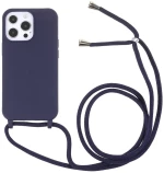Θήκη Σιλικόνης Με Κορδόνι Για Το Λαιμό Soft Silicone Για iPhone 13 Pro - Σκούρο Μπλε OEM