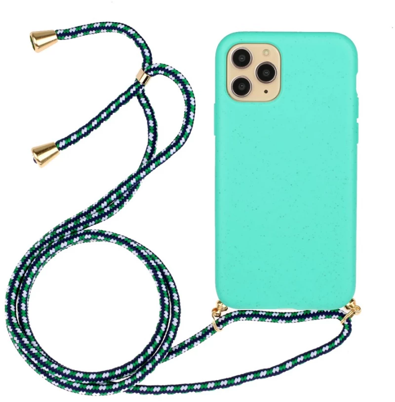 Θήκη Σιλικόνης με Κορδόνι για το Λαιμό Για iPhone 12 Pro Max - Seafoam Green OEM