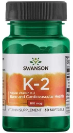 Vitamin K-2 Natural 100mcg 30 softgels - Swanson / Menaquinone-7 from Natto