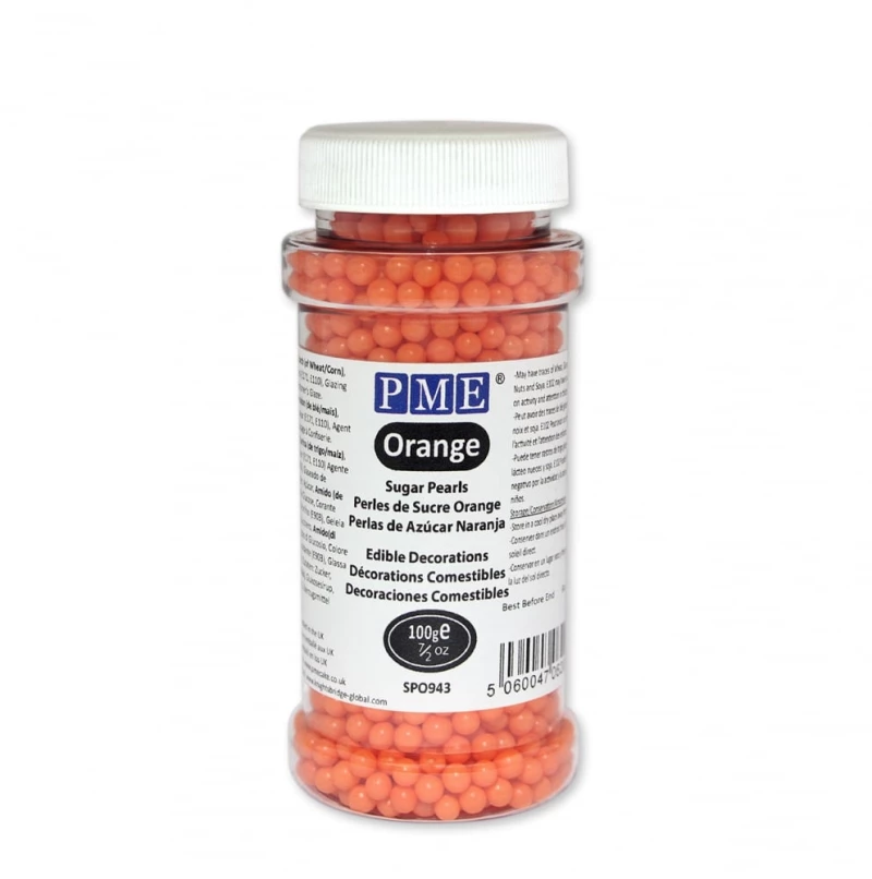 Πέρλες Ζαχαροπλαστικής Πορτοκαλί PME Orange Sugar Pearls 100g