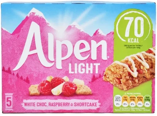 Μπάρα Δημητριακών Alpen Light White Chocolate Raspberry And Shortcake 5x19g 95g